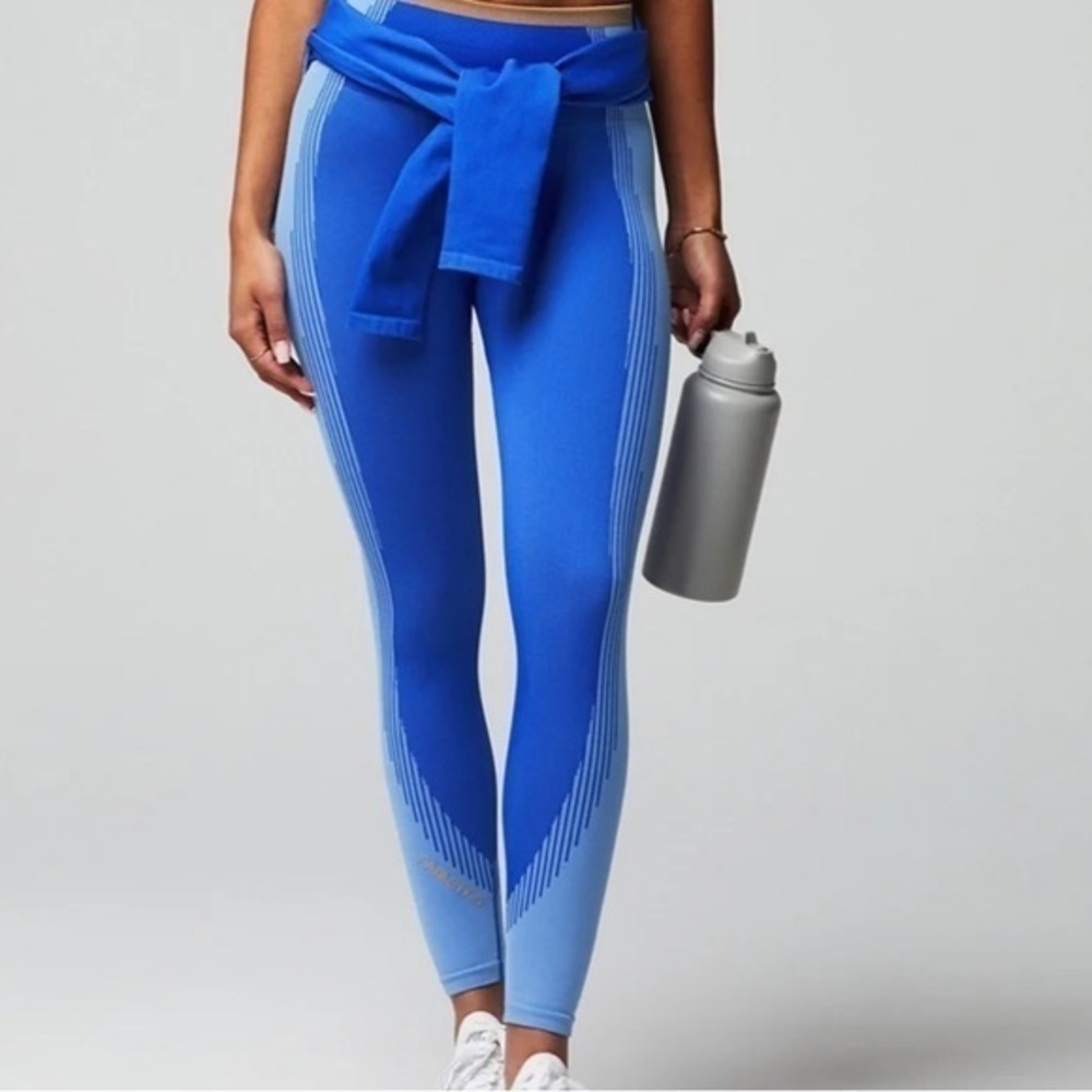 Seamless Fusion High-Waisted 7/8 Leggings blue/ gold